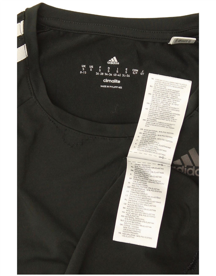 Adidas Womens Climalite T-Shirt Top UK 8/10 Pequeno Poliéster Preto