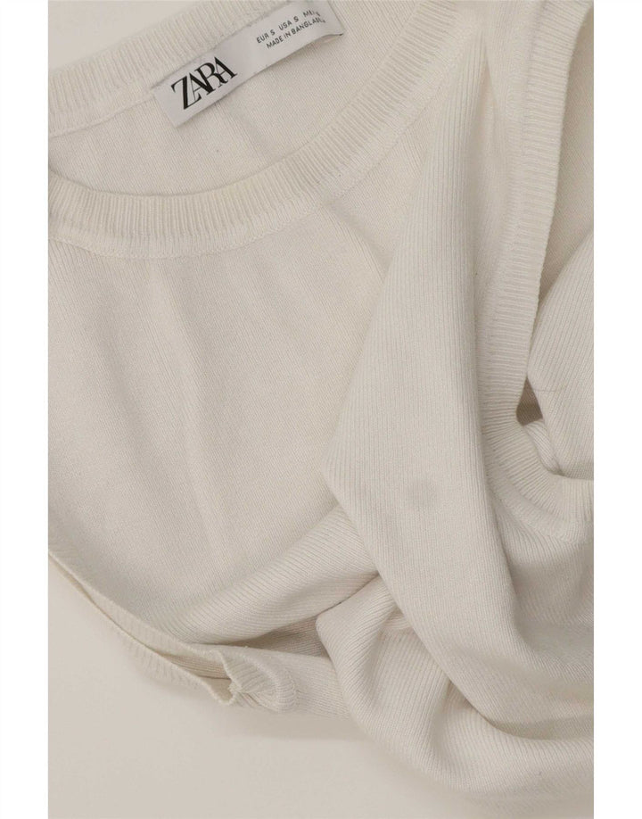 Zara Womens Crop Vest Top UK 8 Pequeno Branco
