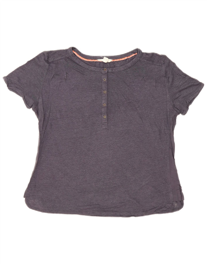 Camiseta feminina White Stuff UK 14 grande linho azul marinho