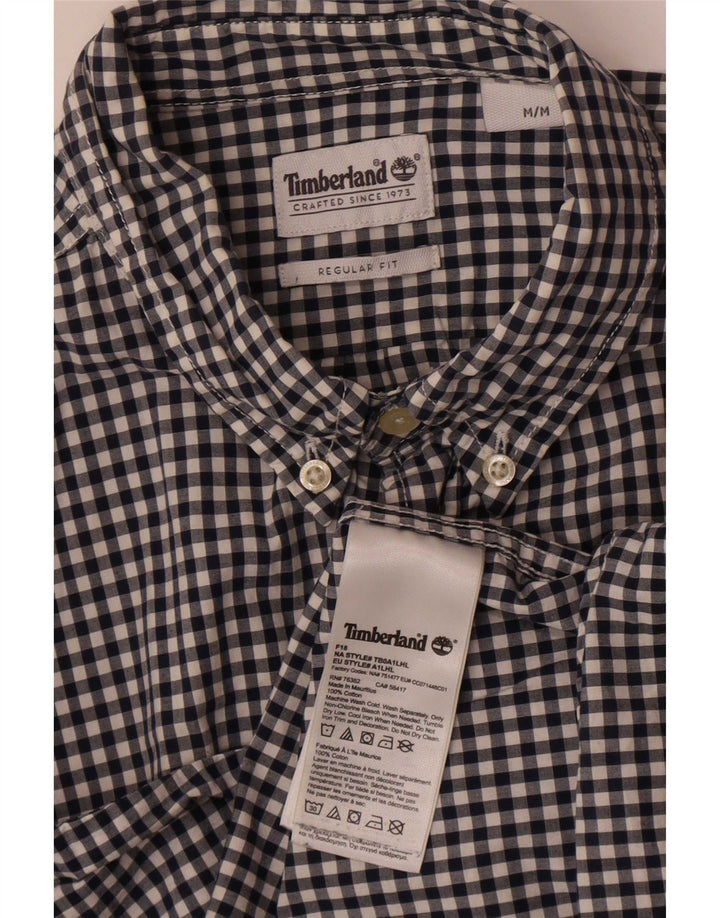 Camisa masculina Timberland Regular Fit média preta algodão guingão