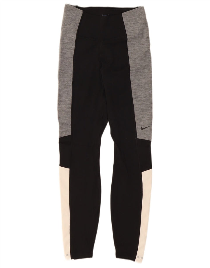 Leggings Nike Dri Fit Femininas UK 4 XS Preto Colourblock Poliéster