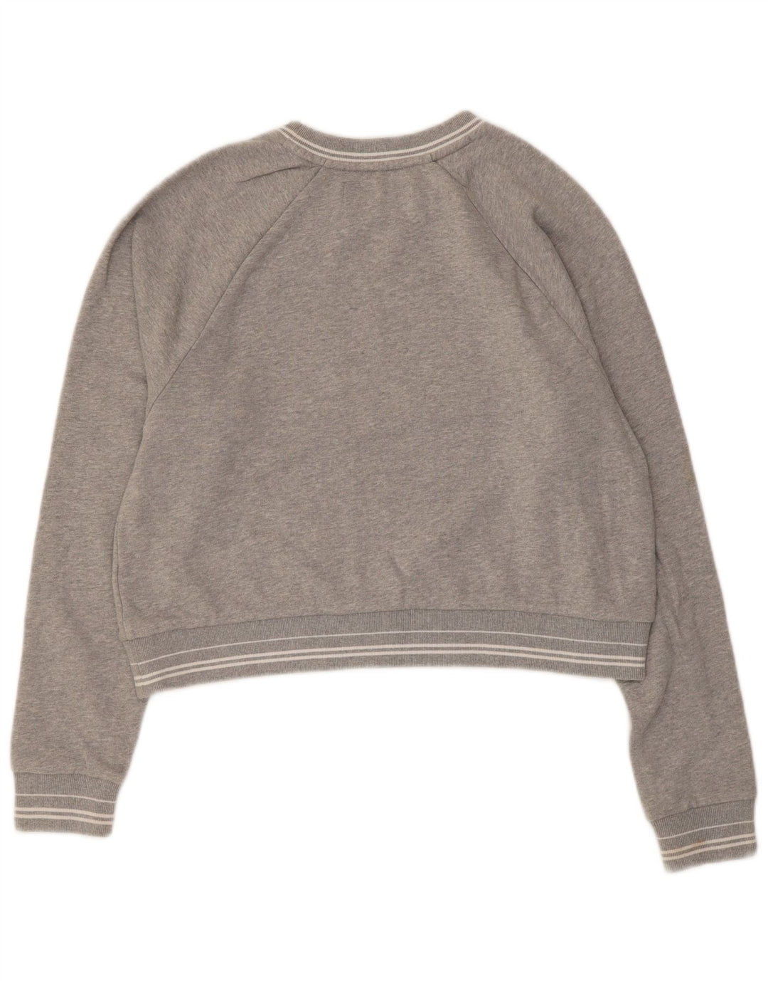 Superdry Womens Crop Graphic Moletom Jumper UK 14 Médio Algodão Cinza