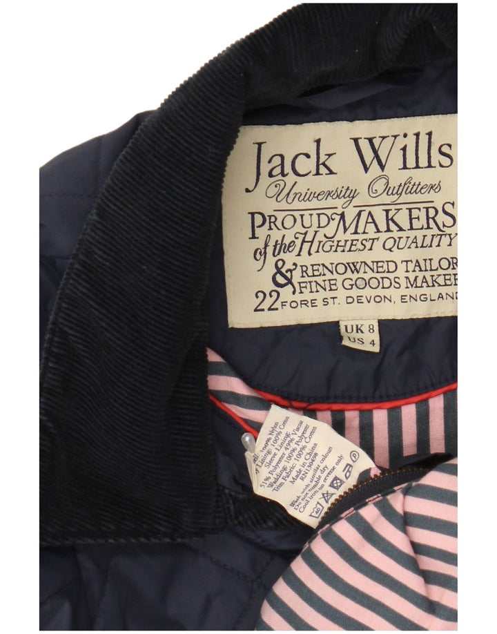 Jaqueta acolchoada feminina Jack Wills UK 8 pequena azul marinho nylon