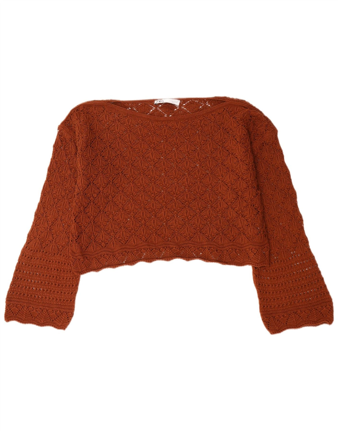 Zara Suéter feminino oversized com gola canoa e gola redonda Reino Unido 14 médio marrom