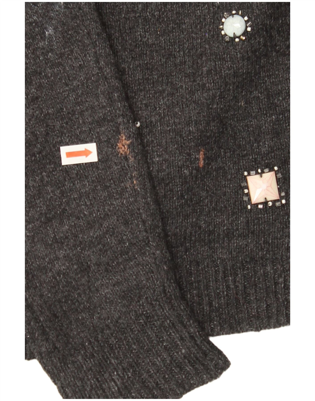 Suéter feminino MONSOON com gola canoa Reino Unido 12 algodão cinza médio