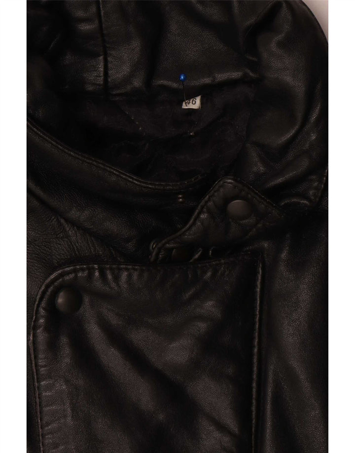 Jaqueta de couro bomber masculina vintage Reino Unido 46 3XL couro preto
