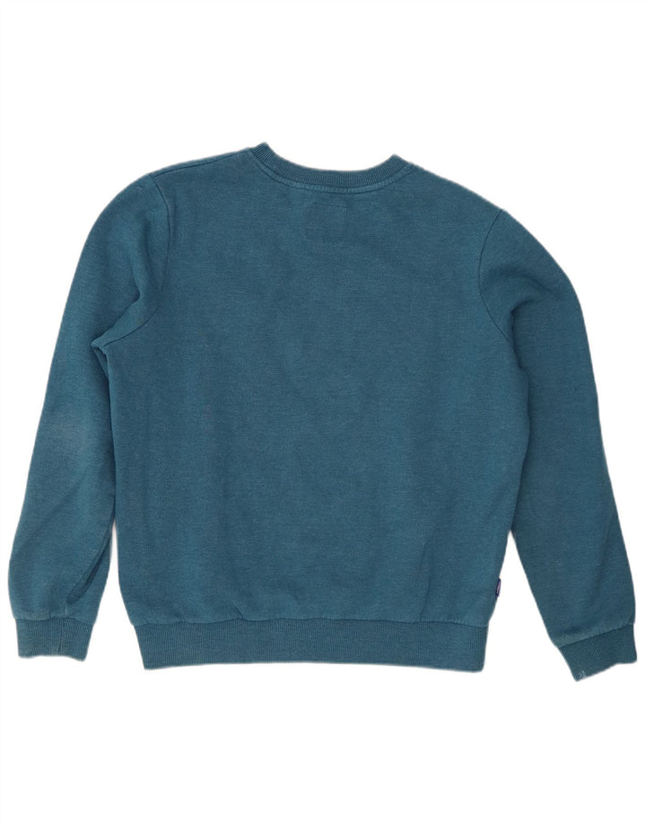 Superdry feminino gráfico oversized moletom jumper UK 10 pequeno algodão azul