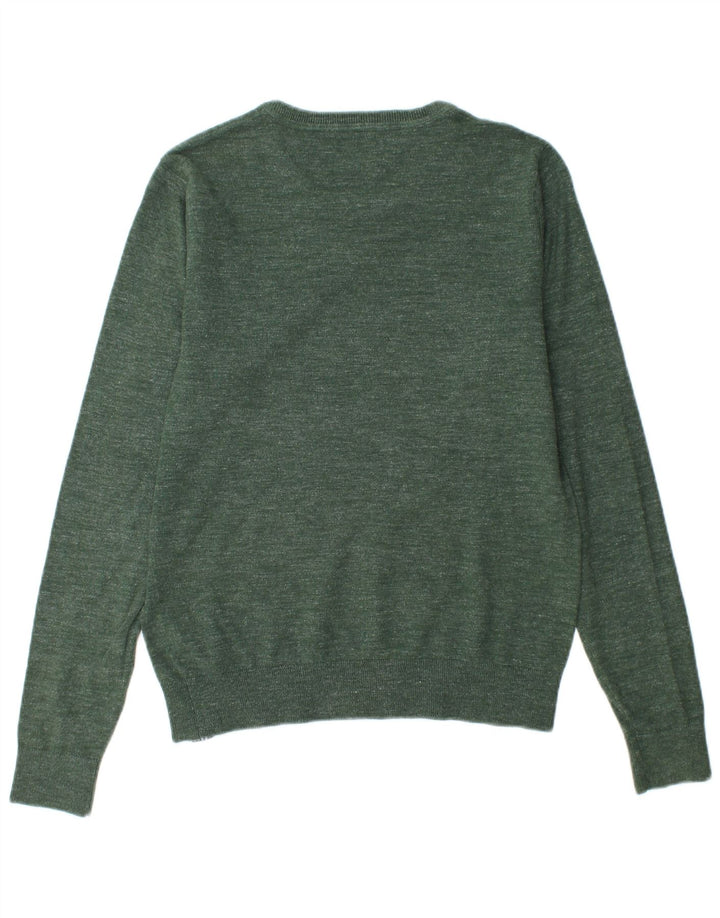 Suéter masculino TOMMY HILFIGER com gola redonda, algodão verde médio