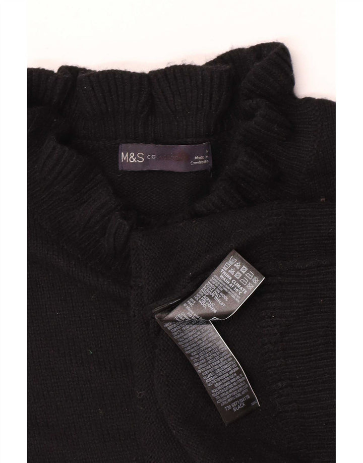 Suéter feminino Marks & Spencer com gola tartaruga Reino Unido 16 grande preto