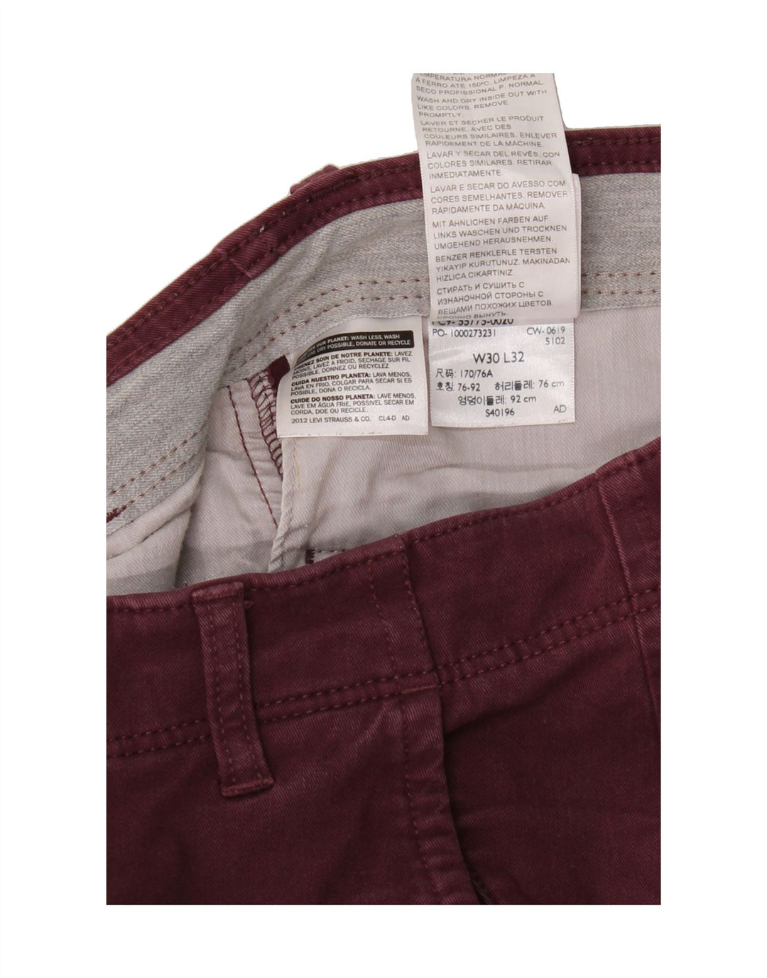 DOCKERS Mens Slim Chino Trousers W30 L32 Burgundy Cotton Vintage Dockers and Second-Hand Dockers from Messina Hembry 