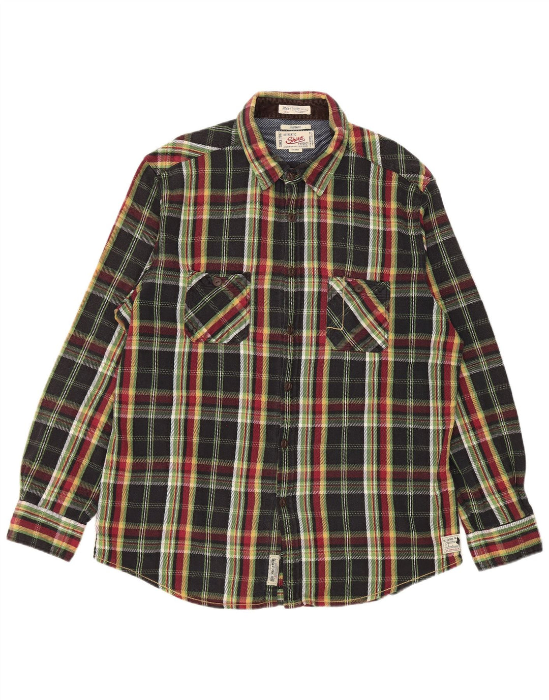 Marlboro Classics Camisa masculina de flanela xadrez personalizada 3XL preta xadrez