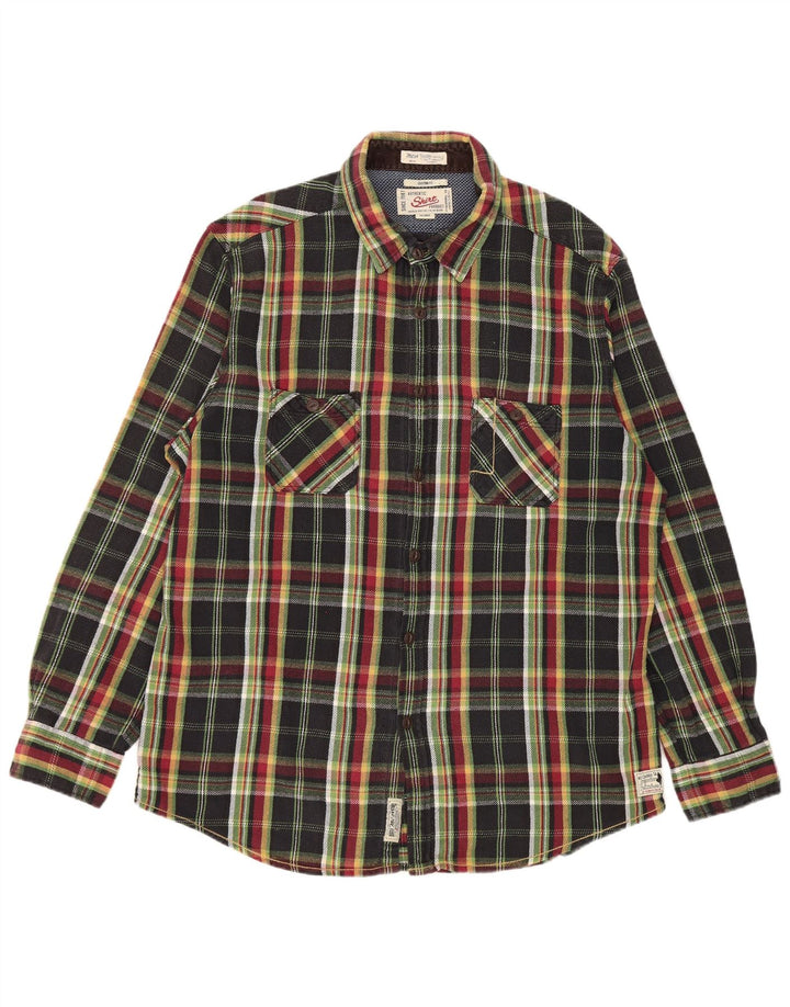 Marlboro Classics Camisa masculina de flanela xadrez personalizada 3XL preta xadrez