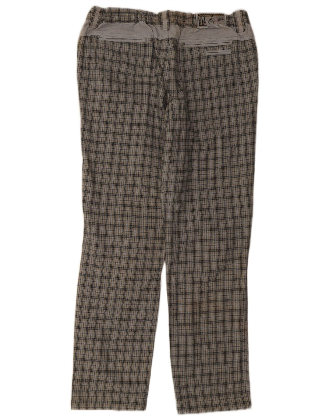 Calça chino reta masculina Think Pink grande W36 L32 cinza xadrez