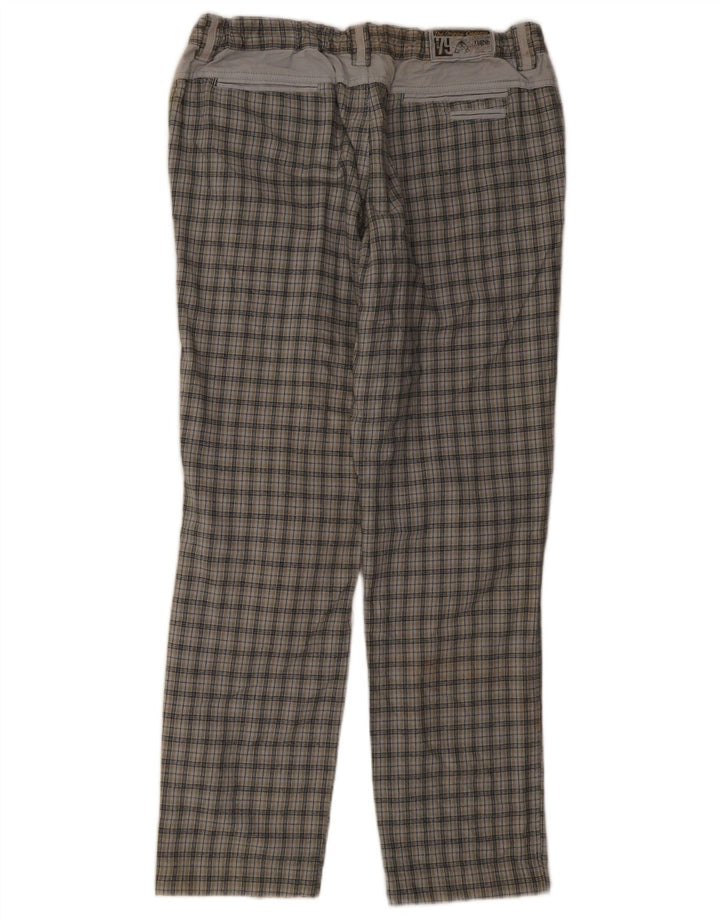 Calça chino reta masculina Think Pink grande W36 L32 cinza xadrez