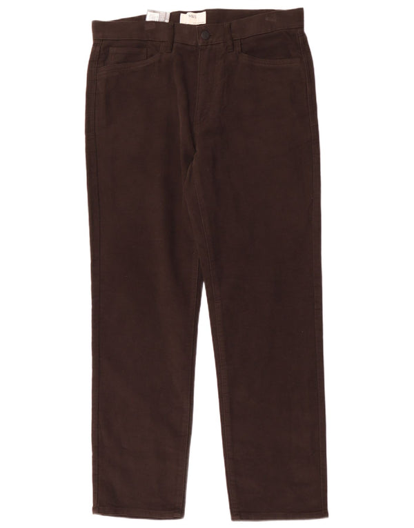 Calça masculina Marks & Spencer reta regular ajuste casual W34 L31 marrom