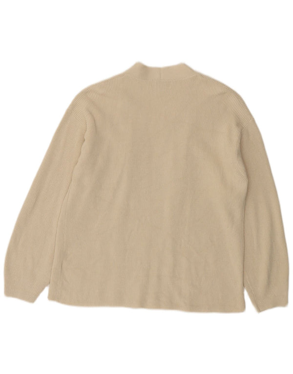 Suéter cardigã aberto feminino Marks & Spencer Reino Unido 14 algodão branco médio