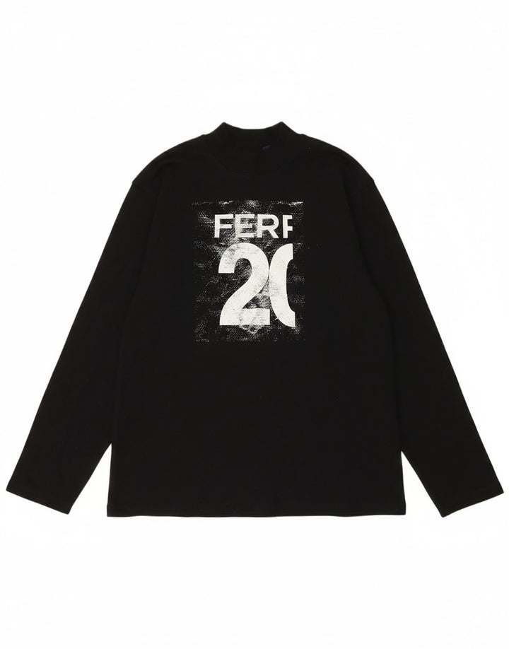 FERRE Top gráfico feminino manga comprida IT 44 algodão preto médio