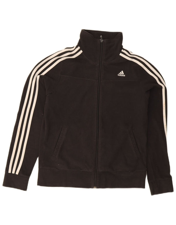 Adidas Womens Fleece Tracksuit Top Jacket UK 18 XL Preto Poliéster Esportes