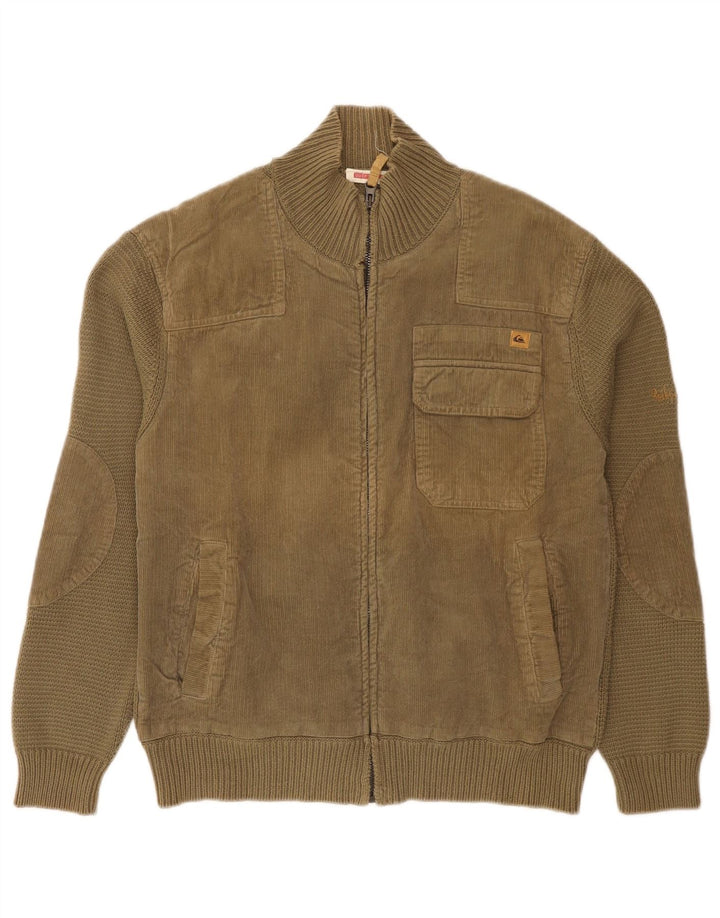 Suéter cardigã masculino Quiksilver pequeno algodão cáqui