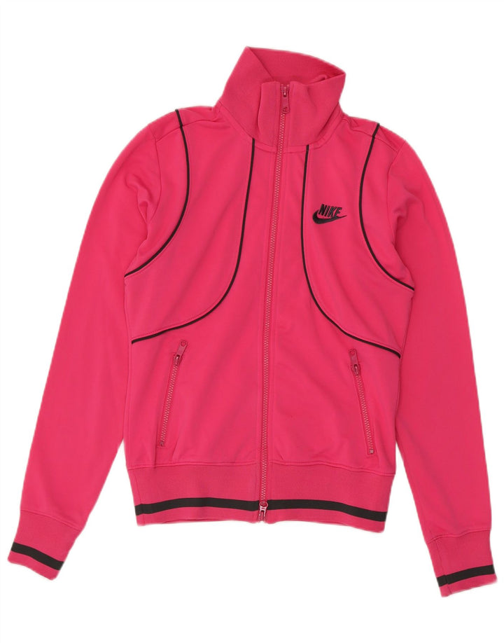 Nike Womens Tracksuit Top Jacket UK 8/10 Small Pink Colourblock Poliéster