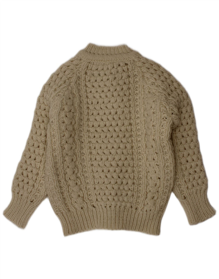 Suéter cardigã Cladyknit para meninos 3-4 anos lã bege