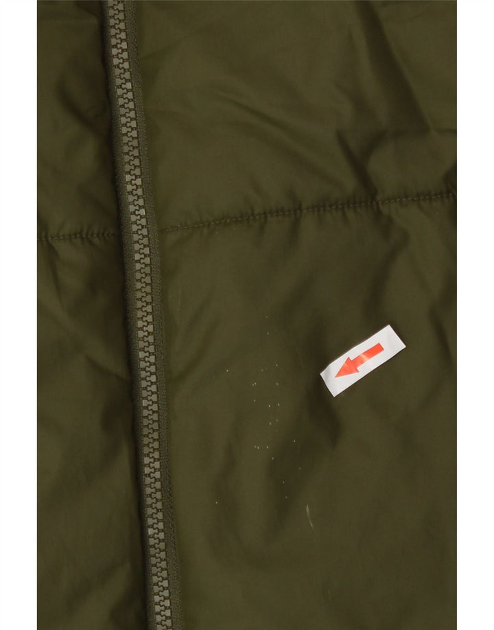 Casaco acolchoado reversível gráfico feminino Nike UK 14 poliéster cáqui médio