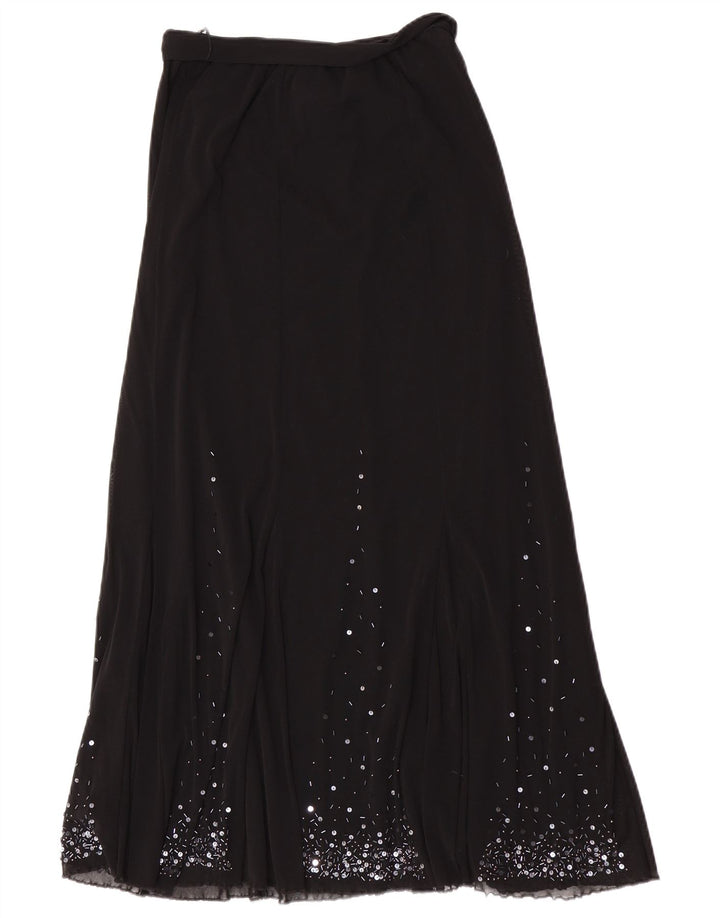 Saia maxi regular feminina Per Una UK 12 médio W28 poliamida preta