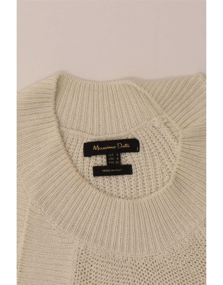 Top feminino de malha Massimo Dutti UK 10 pequeno off white