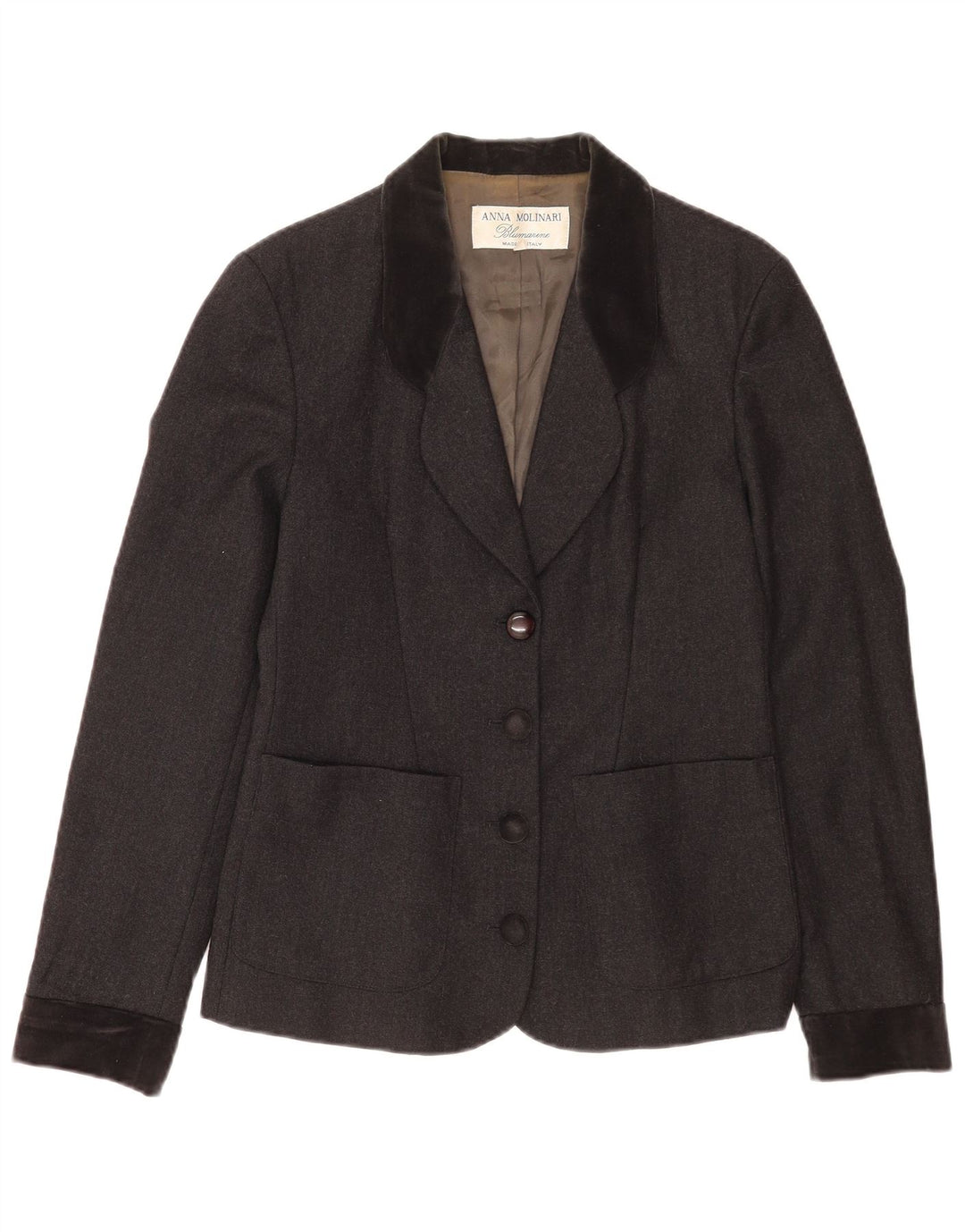 Jaqueta blazer feminina de 4 botões Anna Molinari IT 42 cinza médio colorblock