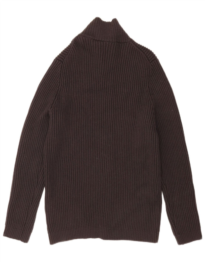 Suéter cardigã masculino Hugo Boss lã virgem cinza médio
