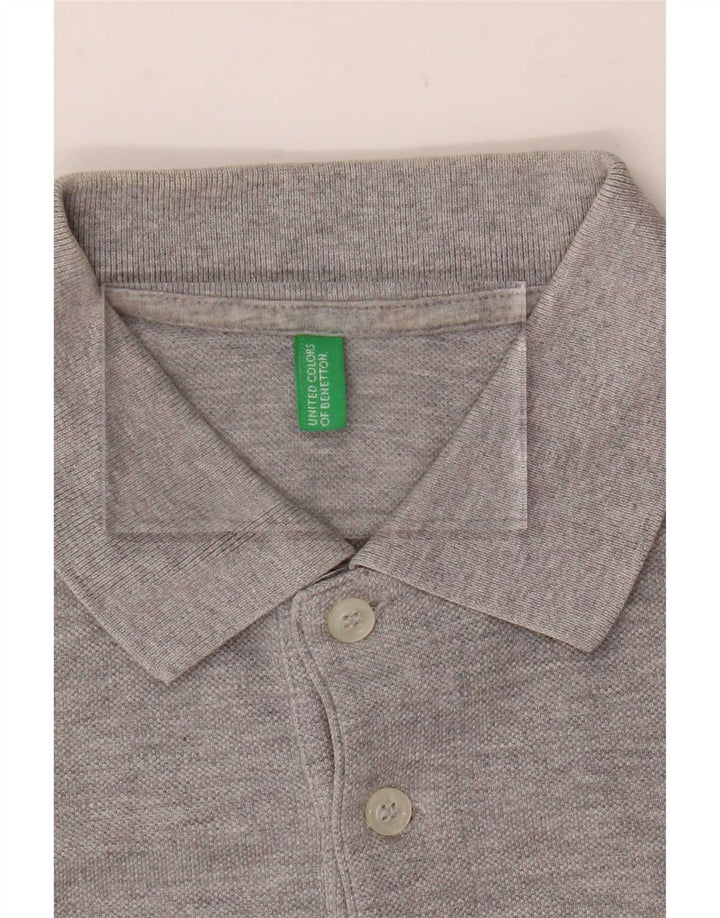 Camisa polo masculina Benetton pequena cinza