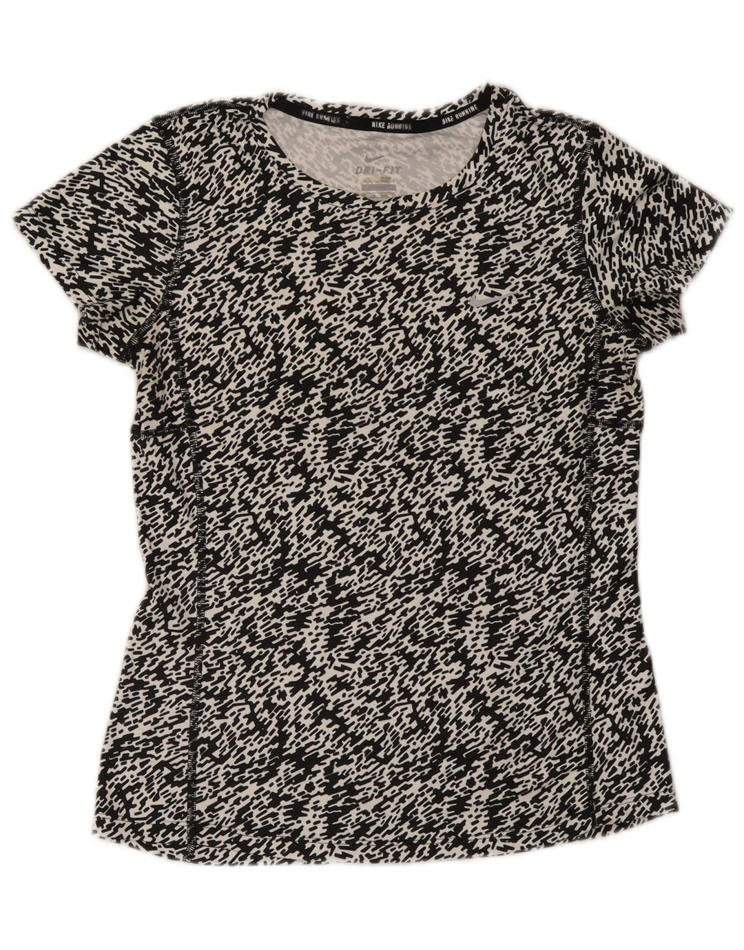 Camiseta feminina Nike Dri Fit UK 6 XS preta manchada de poliéster