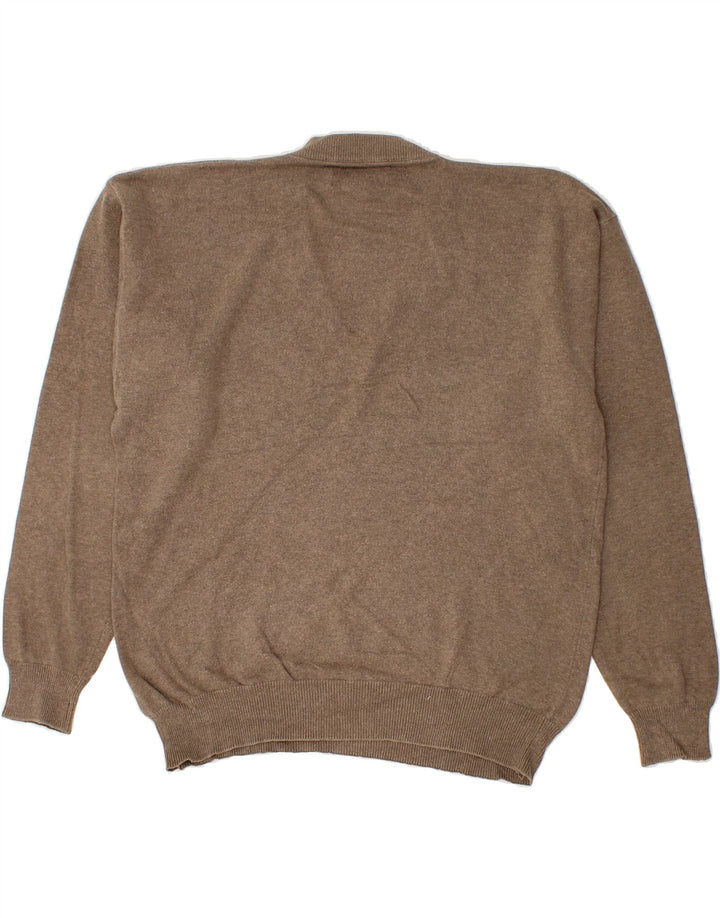 EDDIE BAUER Mens V-Neck Jumper Sweater Medium Brown Cotton Vintage Eddie Bauer and Second-Hand Eddie Bauer from Messina Hembry 