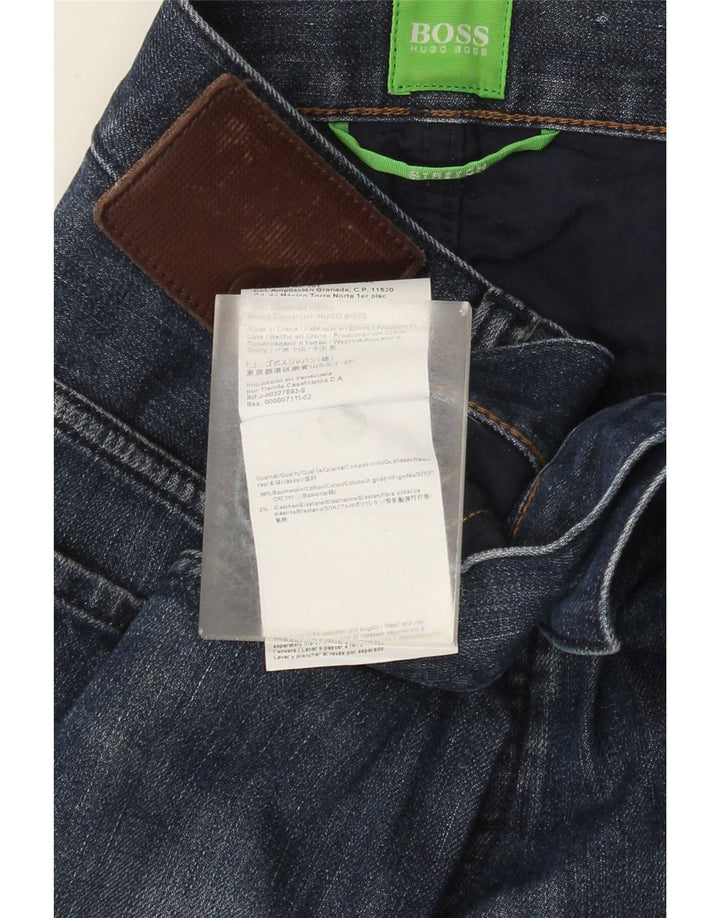 Hugo Boss Masculino Stretch Straight Jeans W32 L30 Azul Marinho Algodão