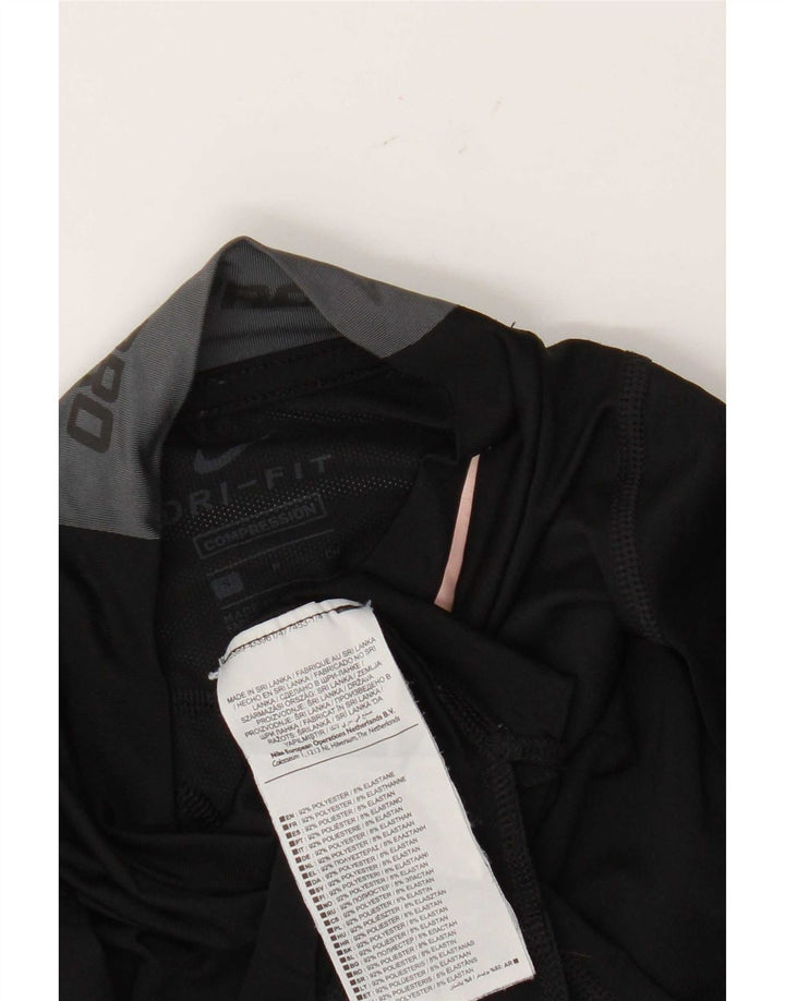 Top de compressão feminino Nike manga comprida UK 10 pequeno poliéster preto