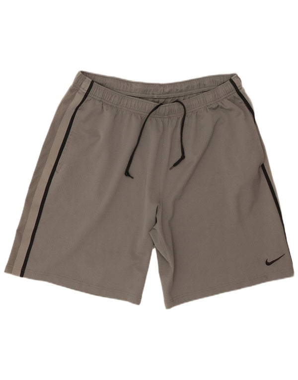 Shorts esportivos masculinos Nike grande poliéster listrado cinza