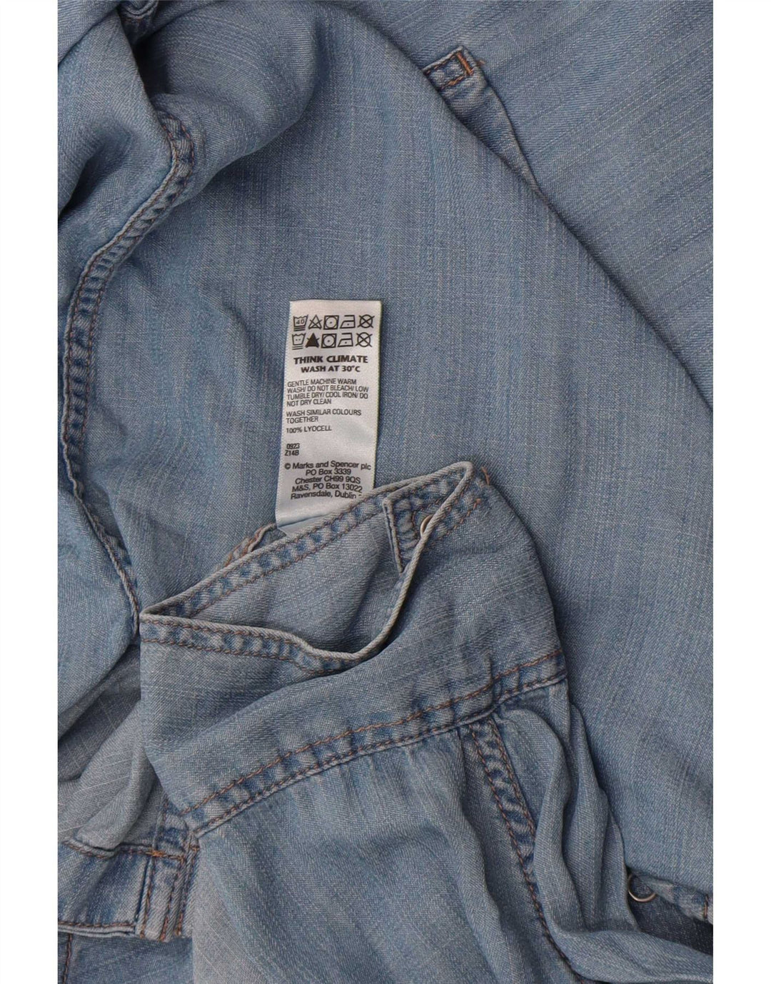 Camisa jeans feminina Marks & Spencer UK 18 XL azul Lyocell