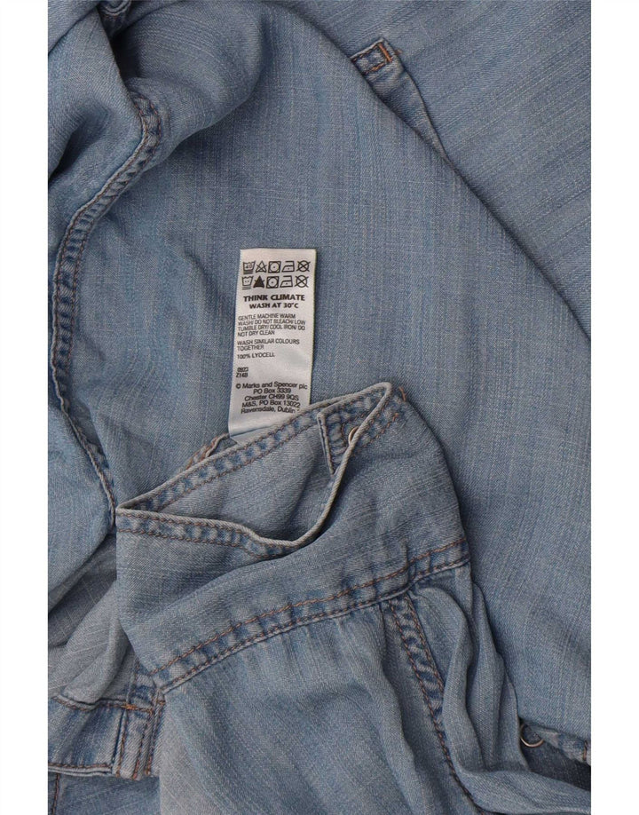Camisa jeans feminina Marks & Spencer UK 18 XL azul Lyocell