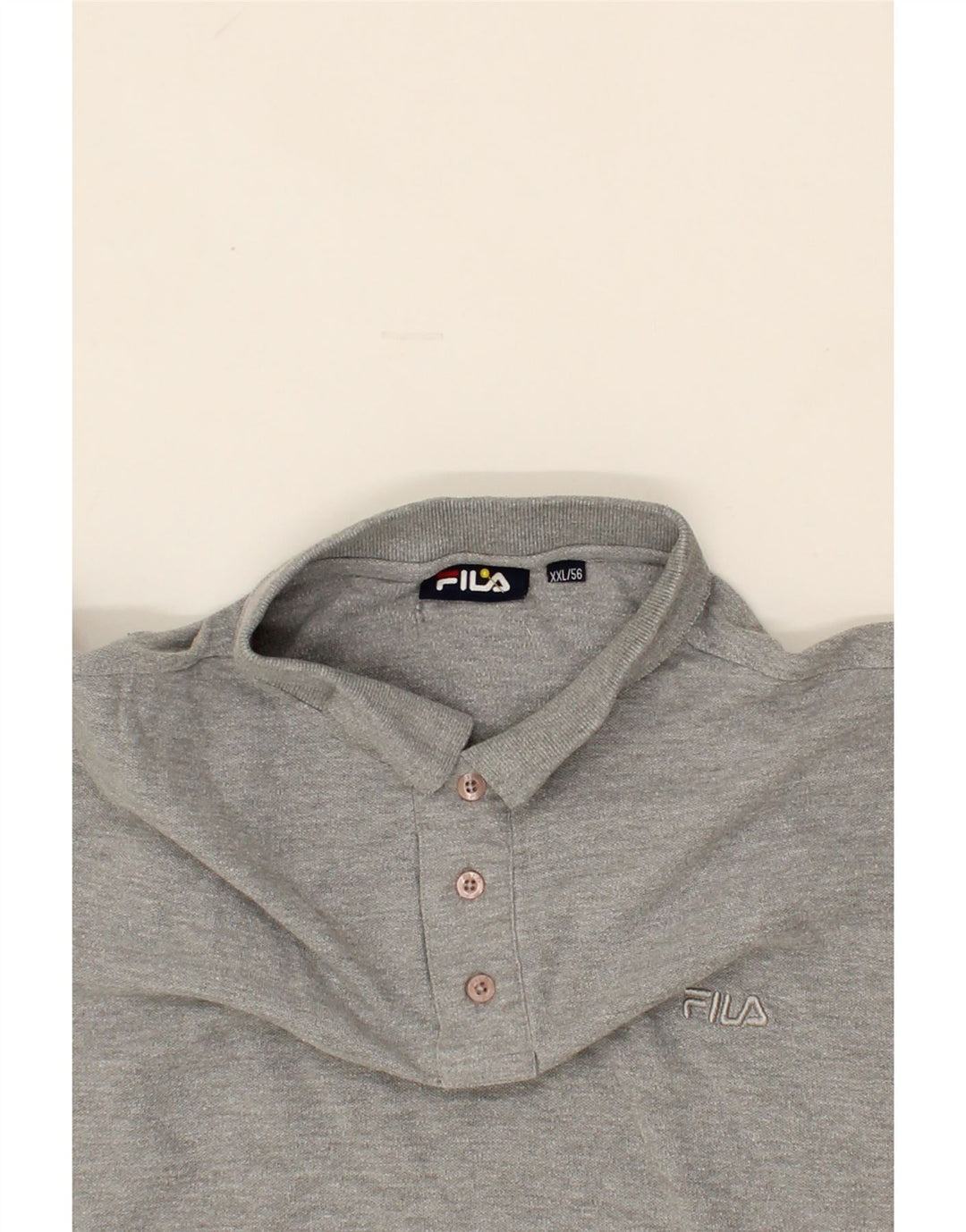 FILA Mens Polo Shirt IT 56 2XL Grey Cotton Vintage Fila and Second-Hand Fila from Messina Hembry 