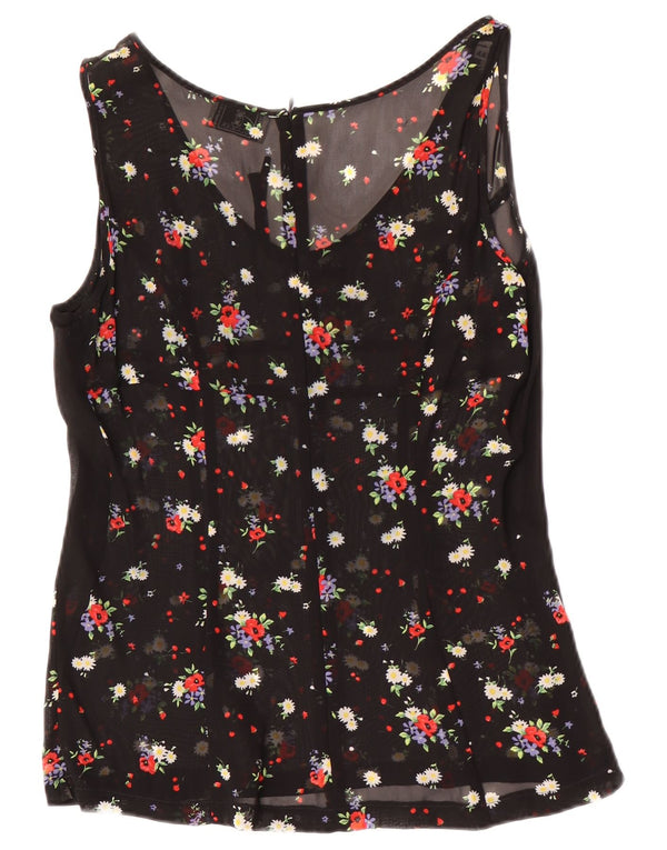 Oliver By Valentino blusa feminina sem mangas top IT 44 médio preto floral