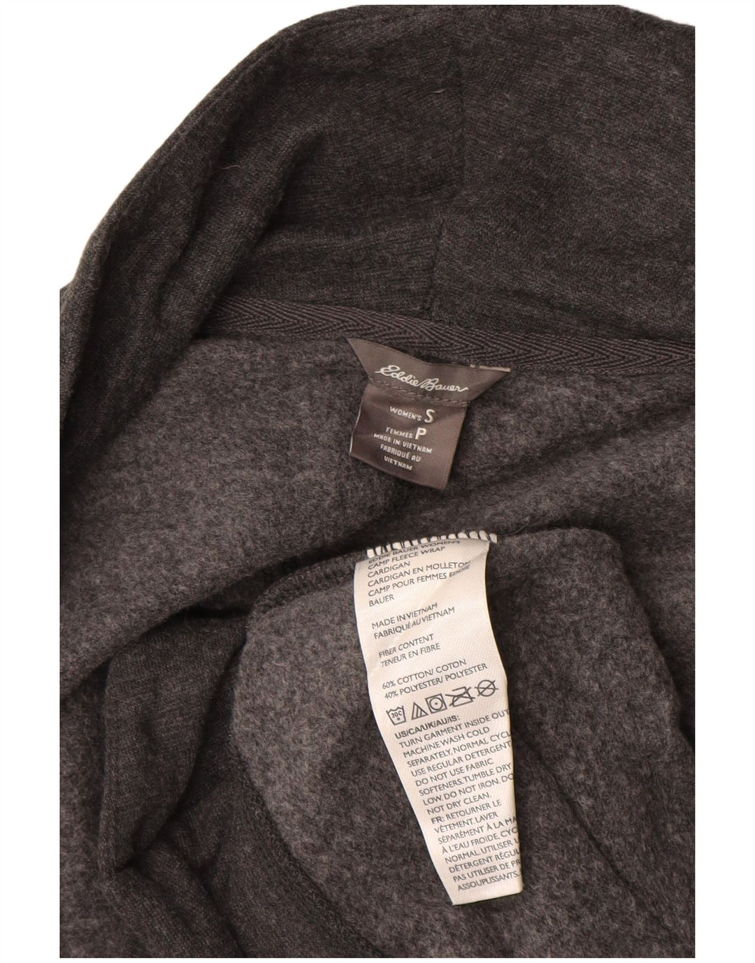 Suéter cardigã aberto grande Eddie Bauer feminino Reino Unido 10 algodão cinza pequeno