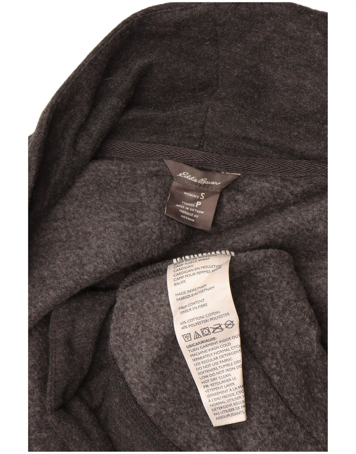 Suéter cardigã aberto grande Eddie Bauer feminino Reino Unido 10 algodão cinza pequeno