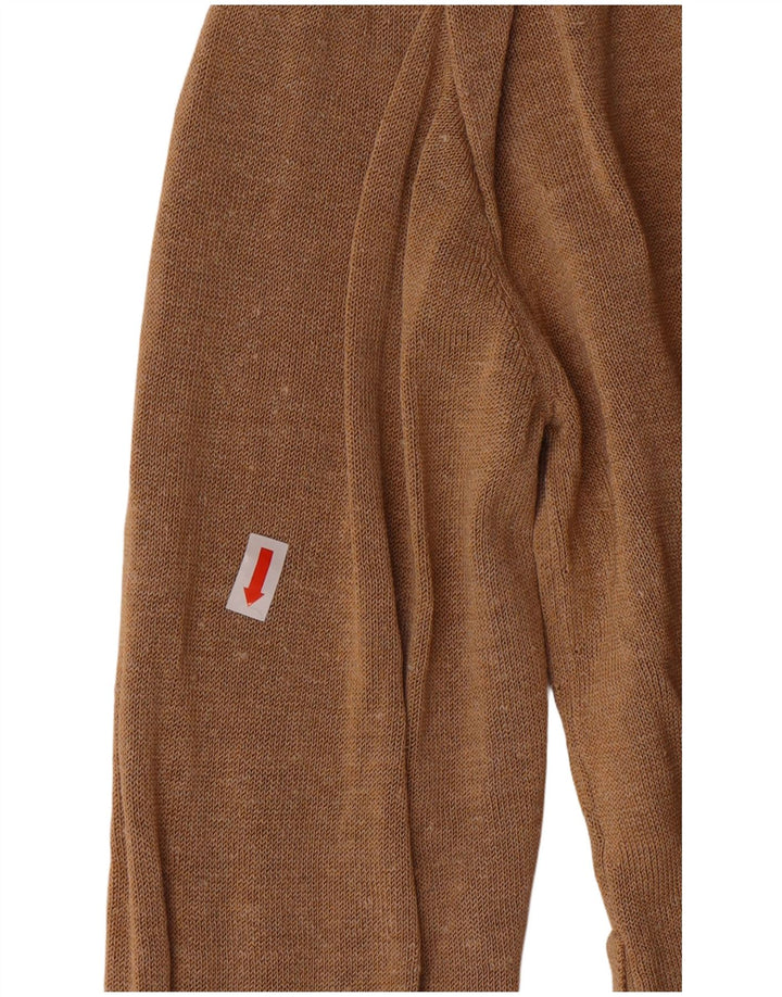 Suéter feminino J. CREW com decote em V UK 14 linho marrom médio