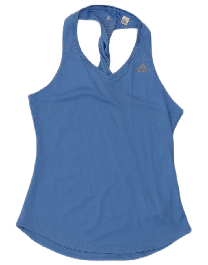 Adidas Womens Climalite Vest Top UK 8/10 Pequeno Azul Poliéster