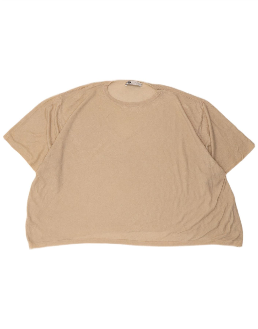 Camiseta feminina grande Zara UK 14 viscose bege médio
