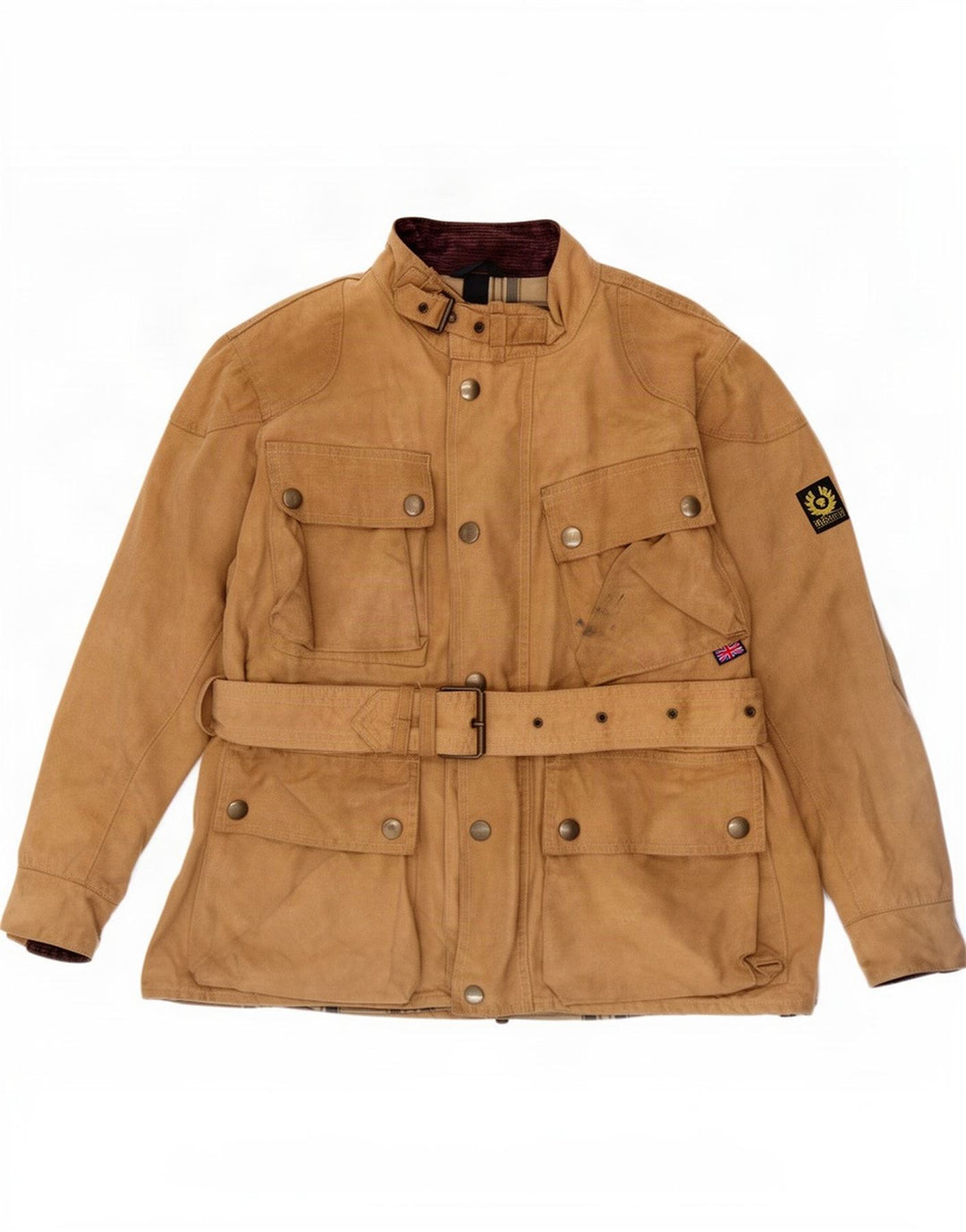 Jaqueta masculina de algodão encerado Belstaff Reino Unido 40 grande marrom