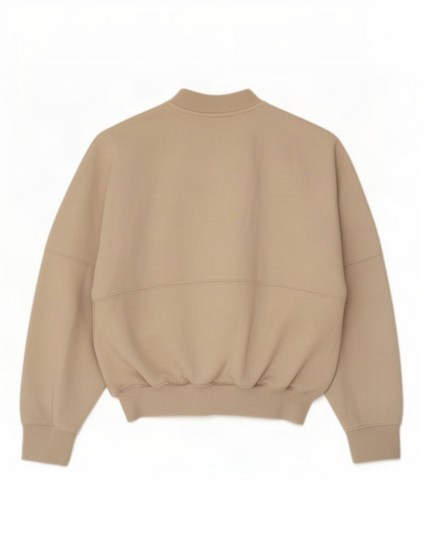 Zara Womens Oversized Tracksuit Top Jacket Reino Unido 10 Pequeno Algodão Bege