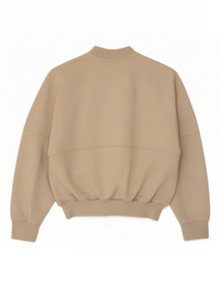 Zara Womens Oversized Tracksuit Top Jacket Reino Unido 10 Pequeno Algodão Bege