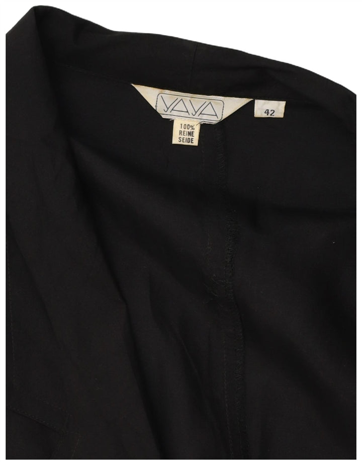 Jaqueta blazer feminina VINTAGE com 2 botões UE 42 grande seda preta