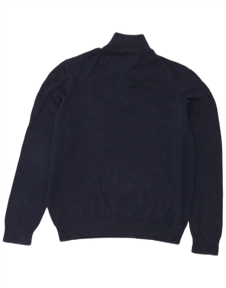 Suéter masculino Farah com zíper e gola grande de algodão azul marinho